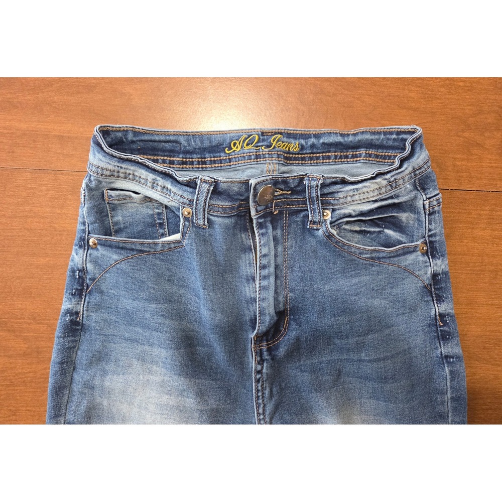 AQ Jeans Womens Size 5 Medium Wash Straight Leg Stretch Denim High Rise Blue